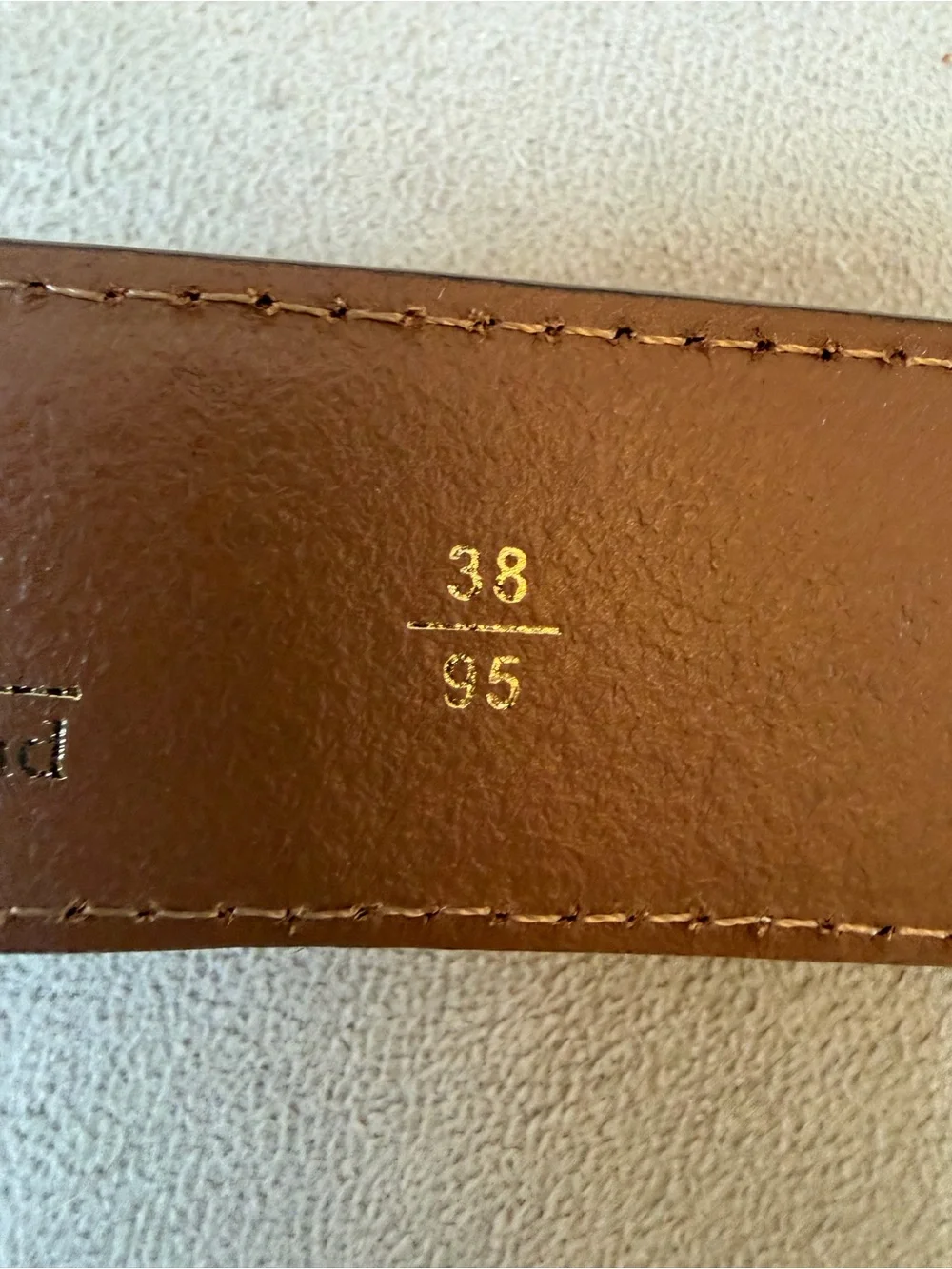 Ground Mind Men's Suede Taupe Belt Metal Buckle Silvertone 38” Leather Golf